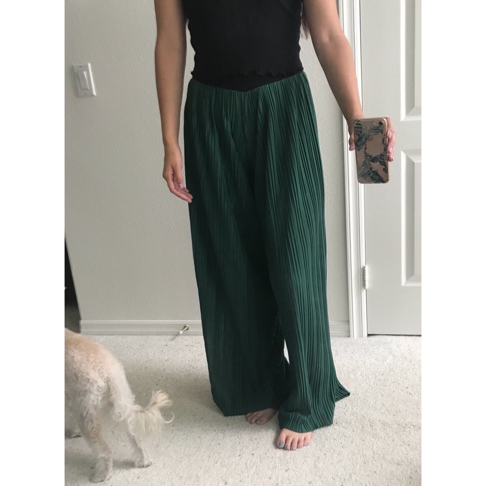 GENLTY USED Green Wide Leg Pants